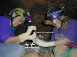 Penelope Boston and Diana Northup culturing in Spider Cave.